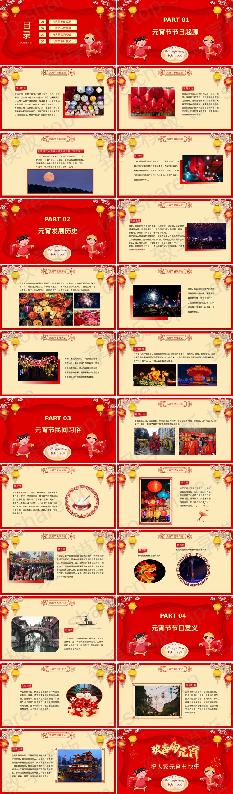 图片[2]-红色喜庆卡通小朋友背景“欢喜闹元宵”元宵节主题班会PPT模板 - 致享TOP-SHARE-致享TOP-SHARE