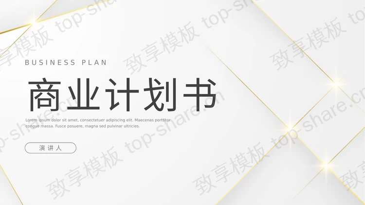 大气简约白金配色商务计划书PPT模板-致享TOP-SHARE