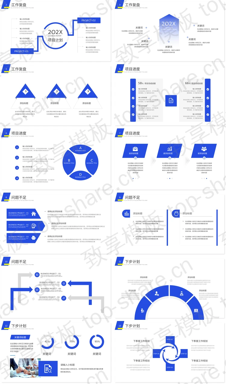 图片[2]-蓝色职场办公背景商务风项目总结PPT模板 - 致享TOP-SHARE-致享TOP-SHARE