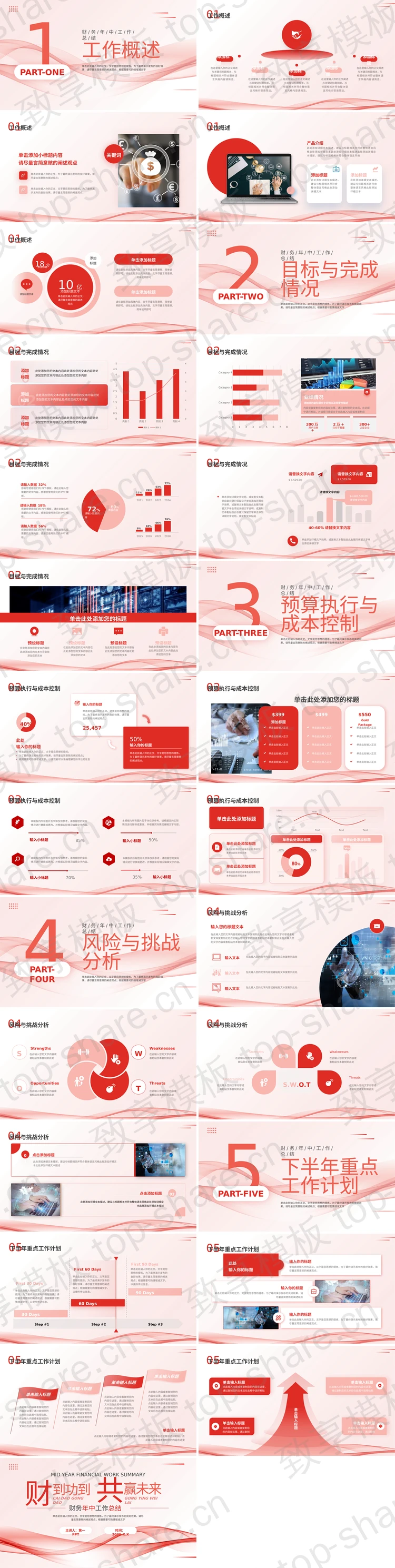 图片[2]-红色简约曲线背景“财到功到共赢未来”财务年中工作总结PPT模板 - 致享TOP-SHARE-致享TOP-SHARE