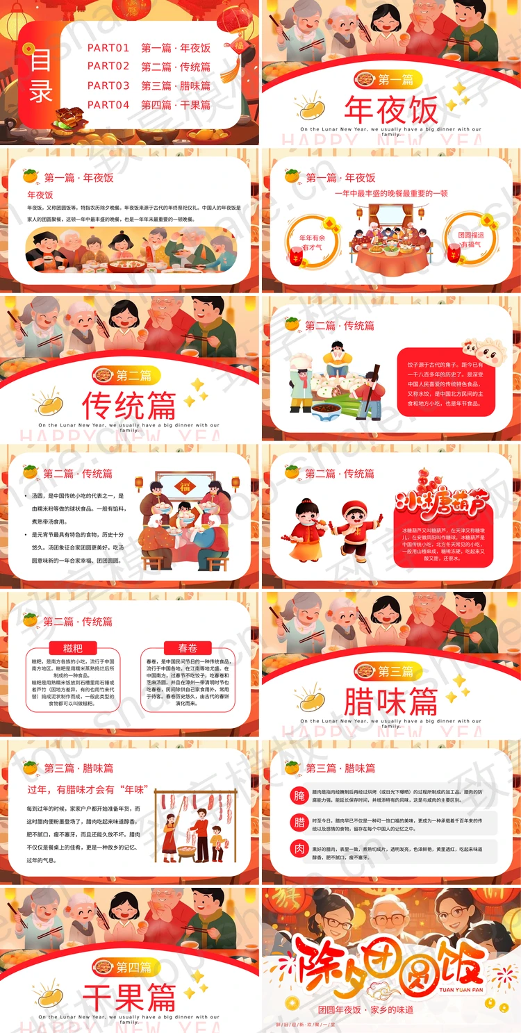 图片[2]-精美喜庆插画风除夕团圆饭PPT模板 - 致享TOP-SHARE-致享TOP-SHARE