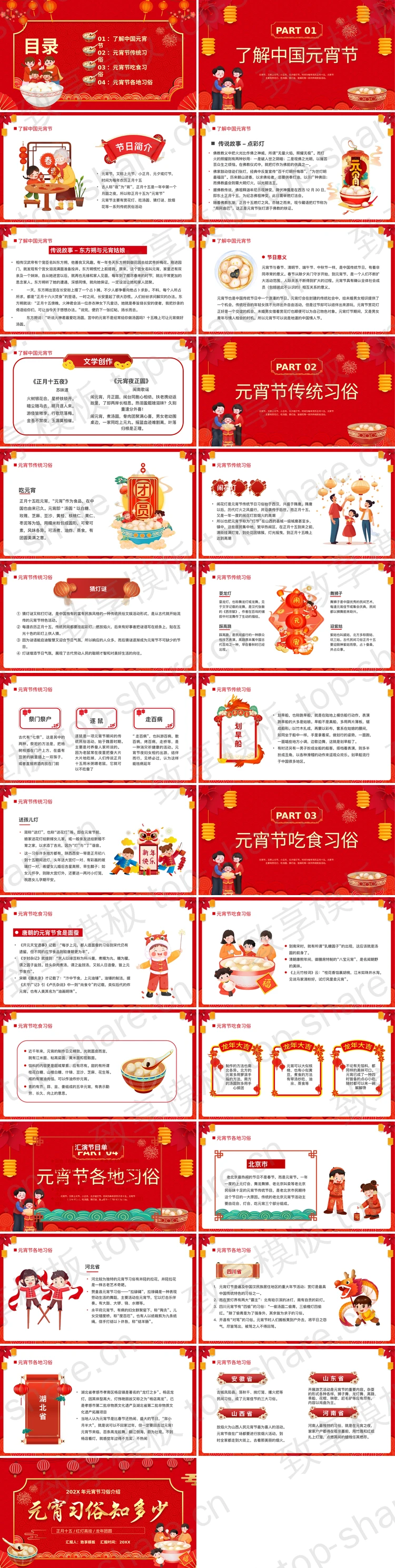 图片[2]-红色喜庆古典风格元宵习俗知多少PPT模板 - 致享TOP-SHARE-致享TOP-SHARE