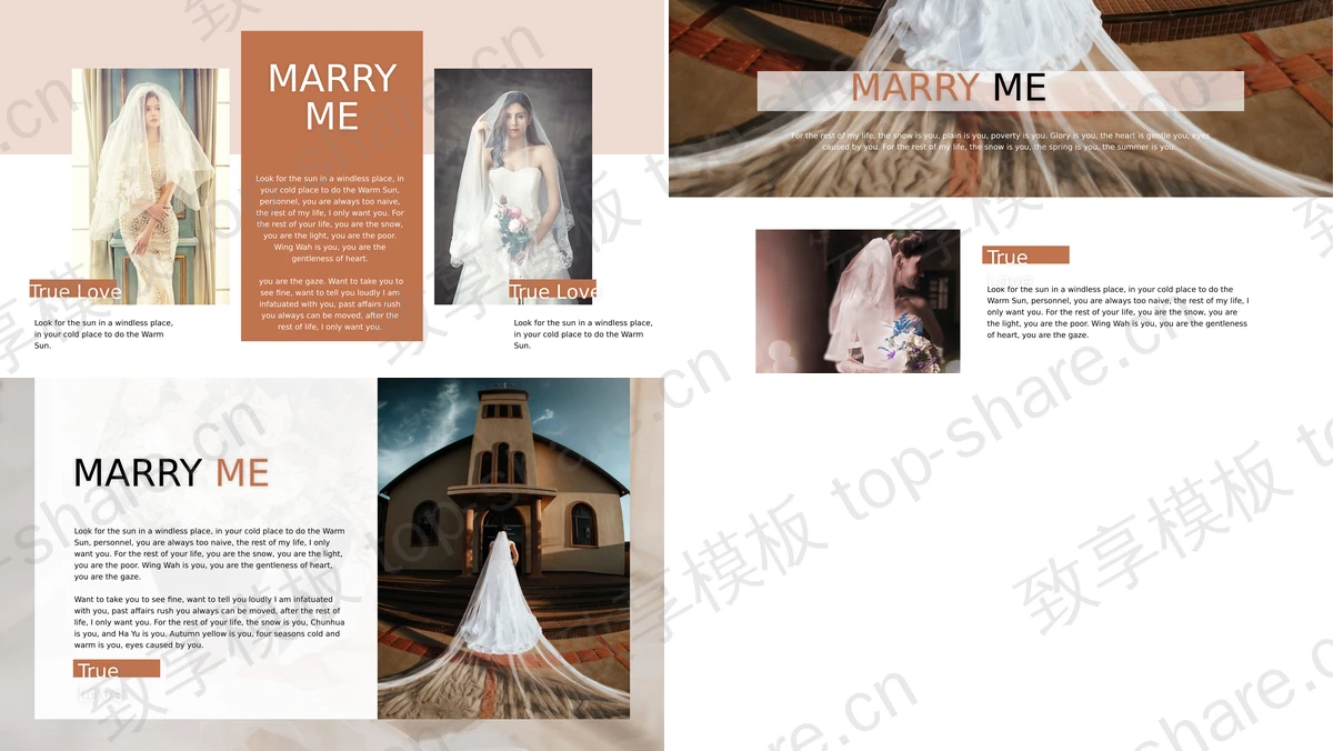 图片[2]-精美婚纱照背景的欧美风婚礼相册PPT模板 - 致享TOP-SHARE-致享TOP-SHARE