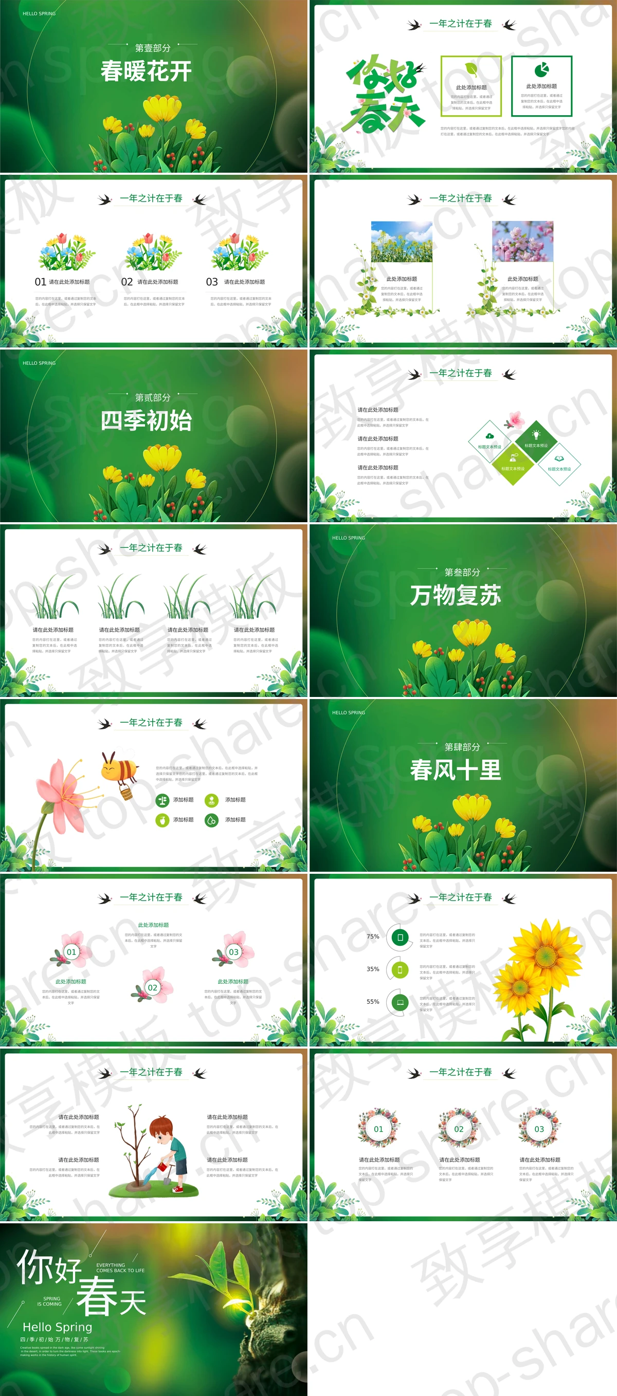图片[2]-绿色清新嫩芽背景你好春天PPT模板 - 致享TOP-SHARE-致享TOP-SHARE