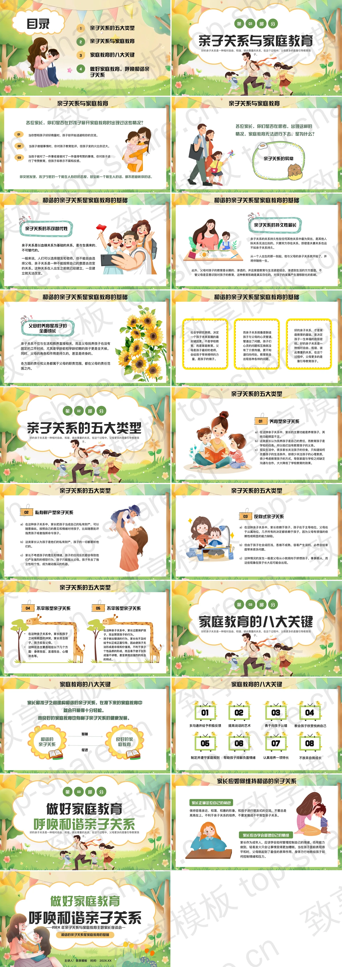 图片[2]-彩色卡通风格的“呼唤和谐亲子关系”家庭教育主题家长座谈会PPT模板下载 - 致享TOP-SHARE-致享TOP-SHARE