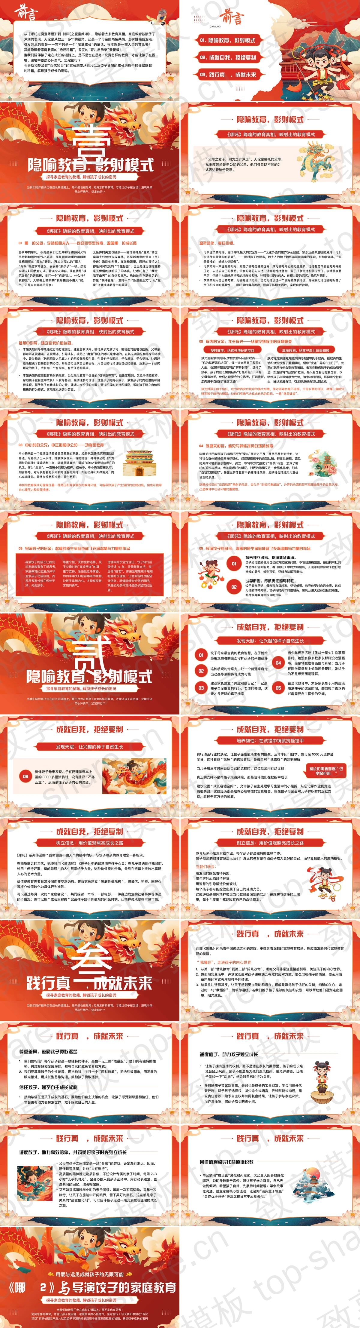 图片[2]-红色卡通风格的《哪吒2》与导演饺子的家庭教育PPT模板 - 致享TOP-SHARE-致享TOP-SHARE