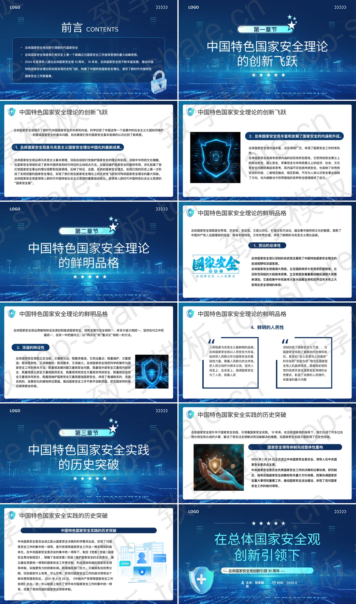 图片[2]-蓝色城市剪影背景在总体国家安全观创新引领下PPT模板 - 致享TOP-SHARE-致享TOP-SHARE
