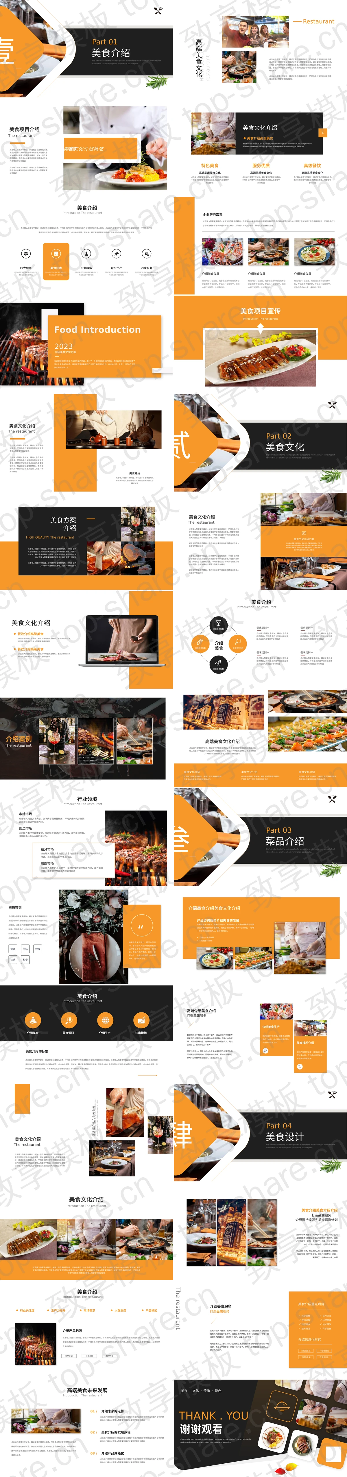图片[2]-黑橙配色图片排版样式的创意美食介绍PPT模板 - 致享TOP-SHARE-致享TOP-SHARE