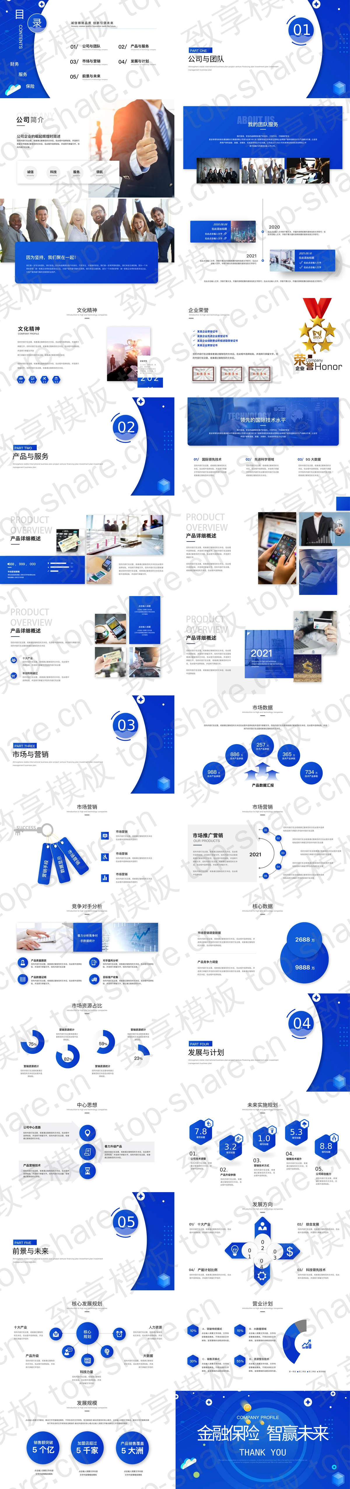 图片[2]-蓝色圆点圆环背景金融保险产品介绍PPT模板 - 致享TOP-SHARE-致享TOP-SHARE