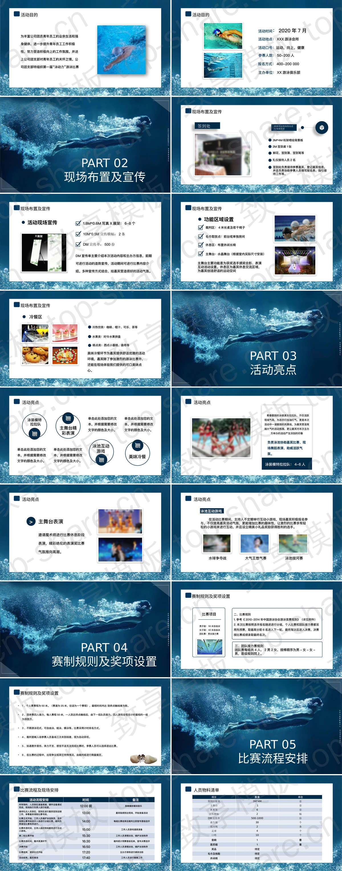 图片[2]-蓝色游泳运动员背景的游泳锦标赛策划方案PPT模板 - 致享TOP-SHARE-致享TOP-SHARE