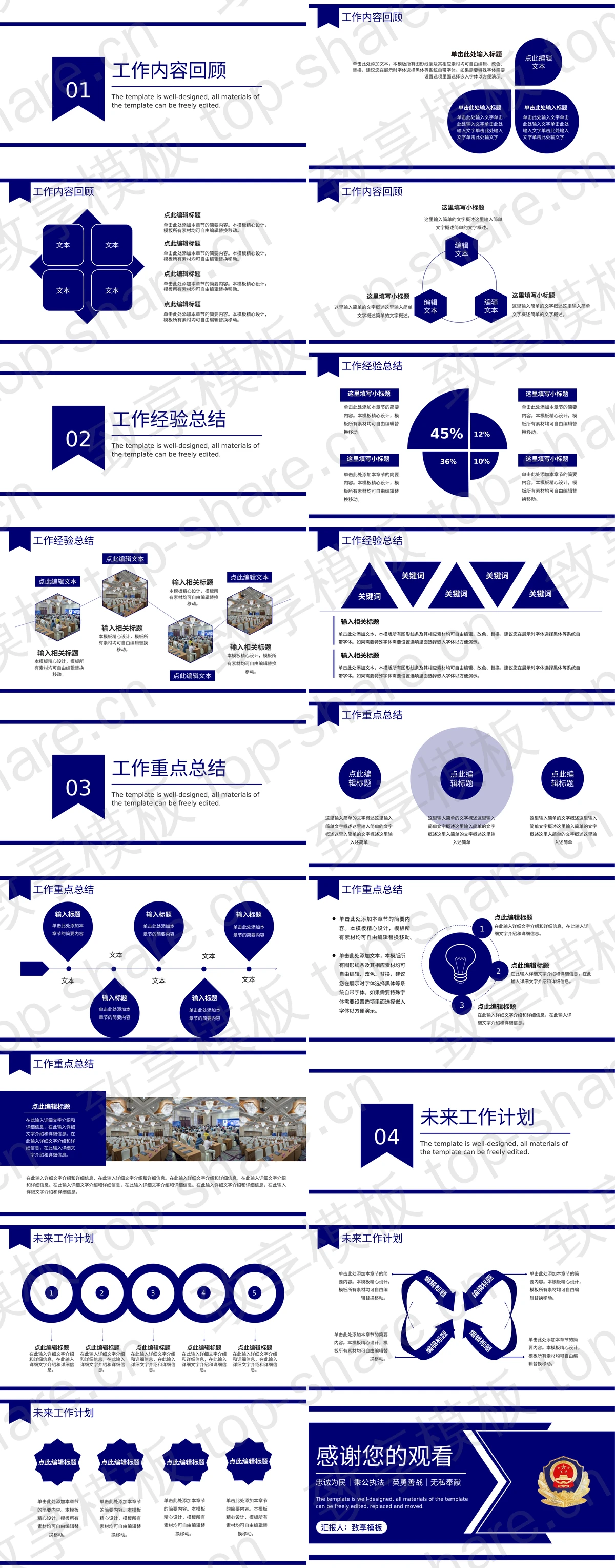 图片[2]-蓝色警徽背景的公安述职报告PPT模板 - 致享TOP-SHARE-致享TOP-SHARE