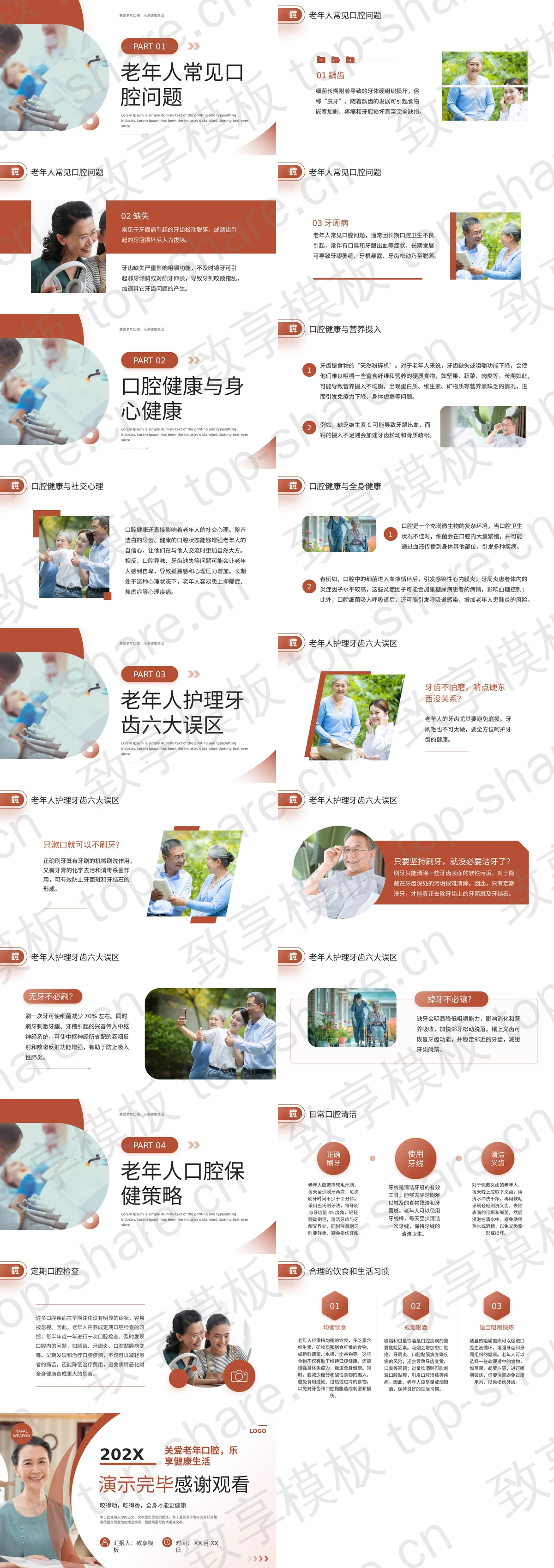 图片[2]-褐色慈祥老人背景老年人口腔健康PPT模板 - 致享TOP-SHARE-致享TOP-SHARE