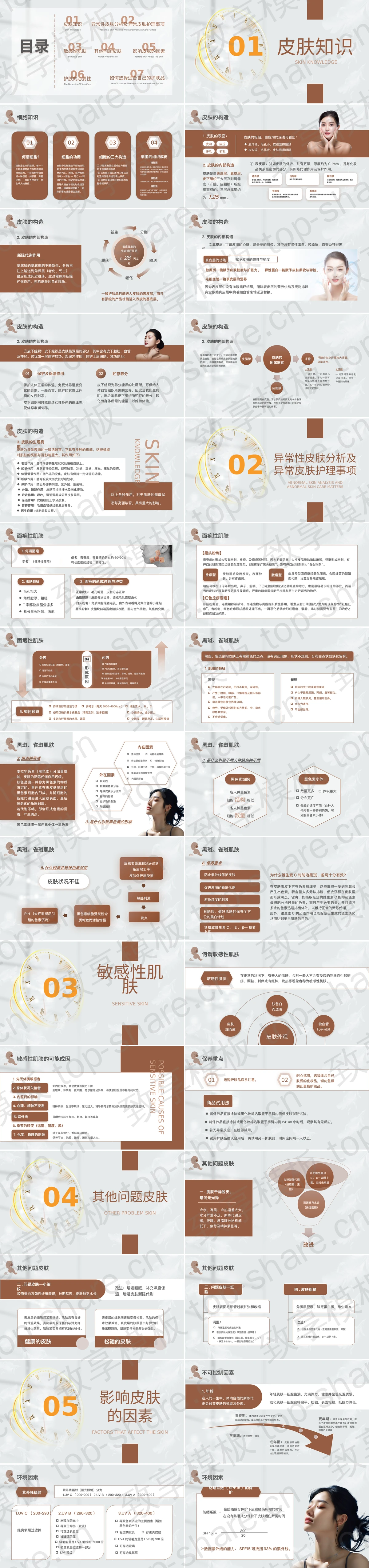 图片[2]-褐色美女背景的美容知识培训大全PPT模板 - 致享TOP-SHARE-致享TOP-SHARE