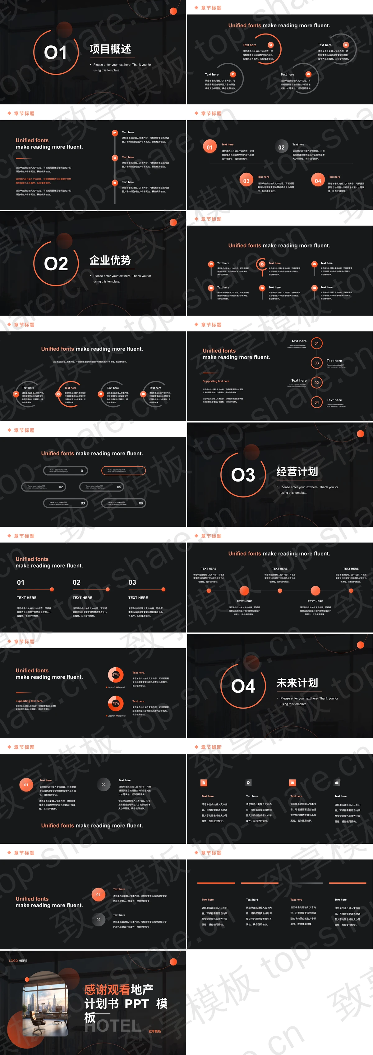 图片[2]-黑橙配色城市建筑背景的地产开发项目计划书PPT模板 - 致享TOP-SHARE-致享TOP-SHARE