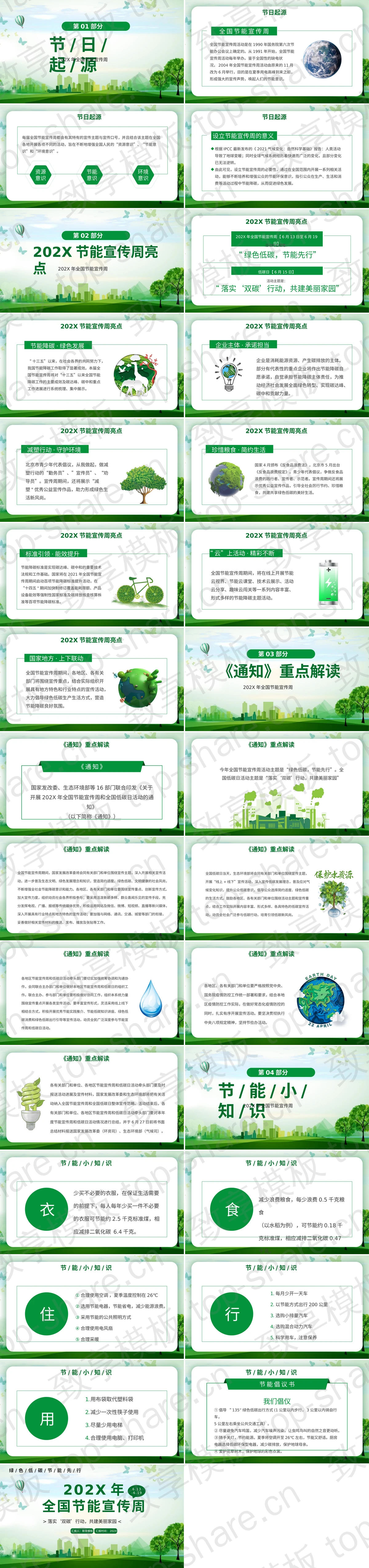 图片[2]-绿色城市剪影背景全国节能宣传周PPT模板下载 - 致享TOP-SHARE-致享TOP-SHARE