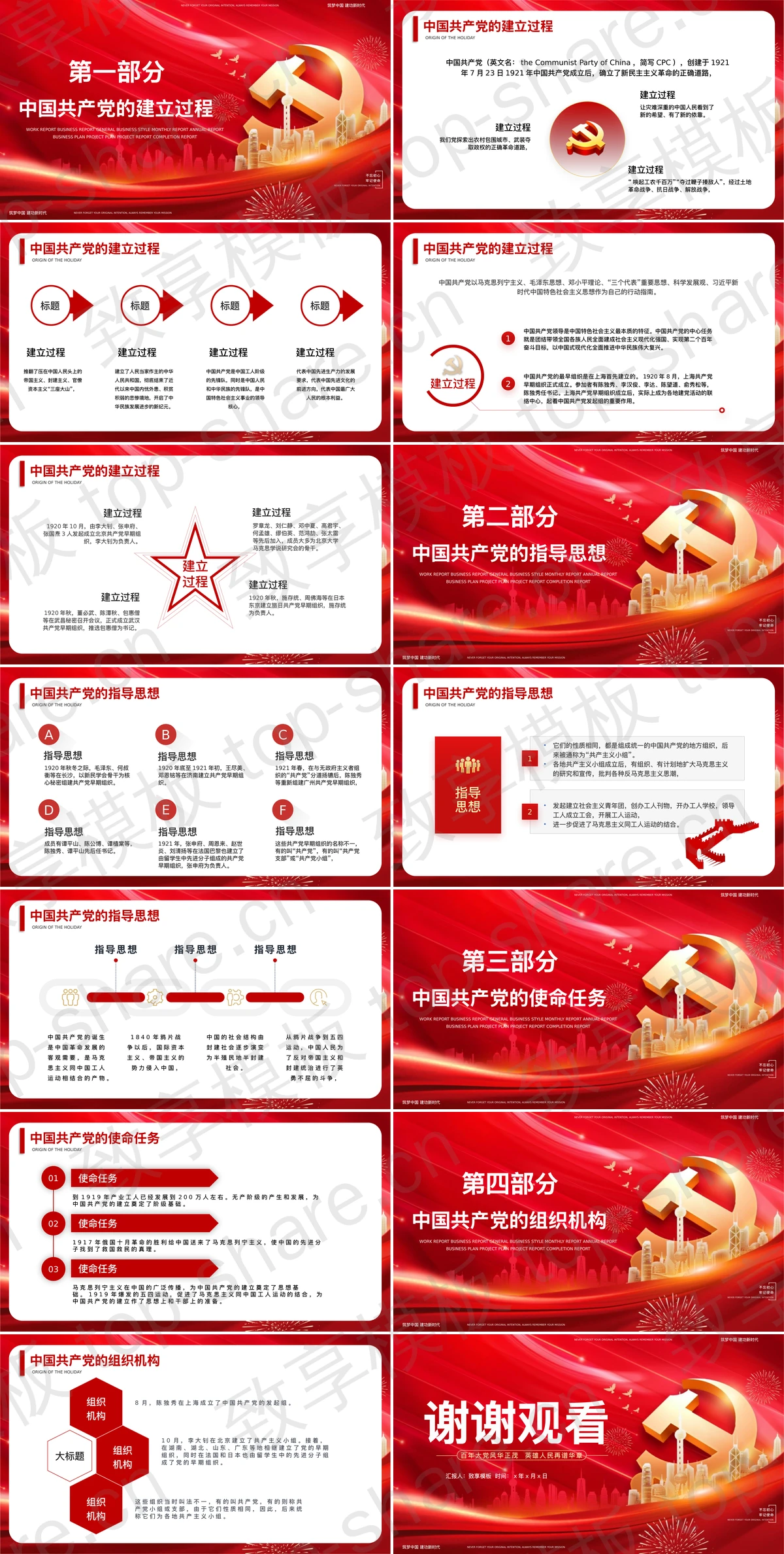 图片[2]-红色城市剪影背景的热烈庆祝中国共产党成立10X周年PPT模板 - 致享TOP-SHARE-致享TOP-SHARE