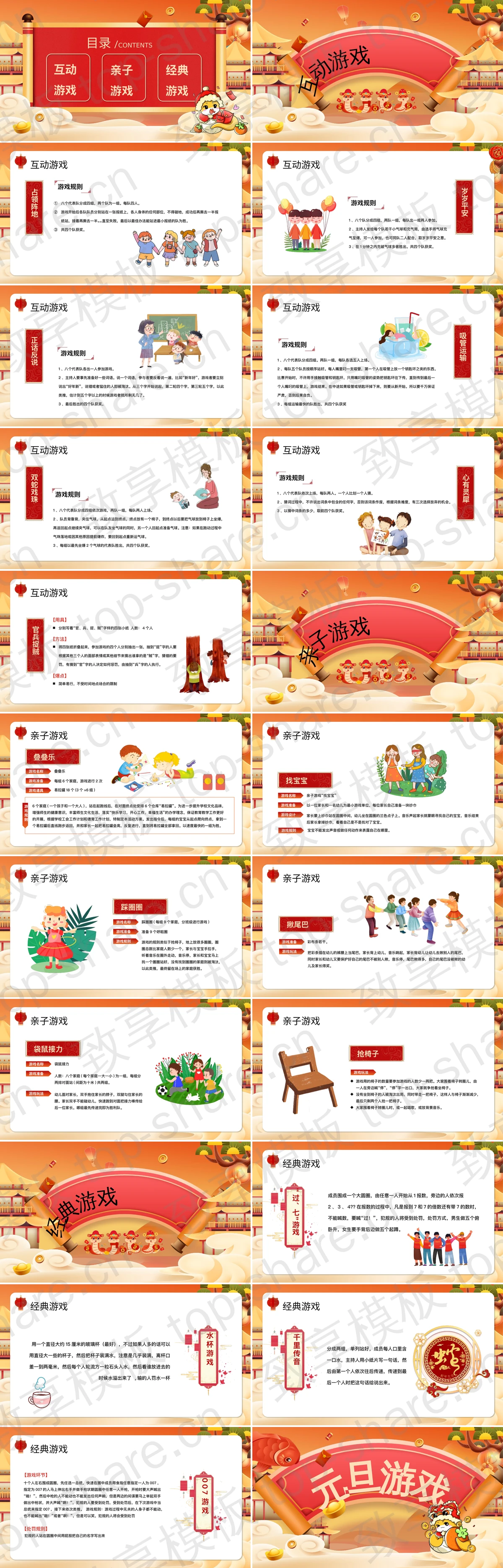 图片[2]-橙色卡通风格元旦游戏PPT模板 - 致享TOP-SHARE-致享TOP-SHARE