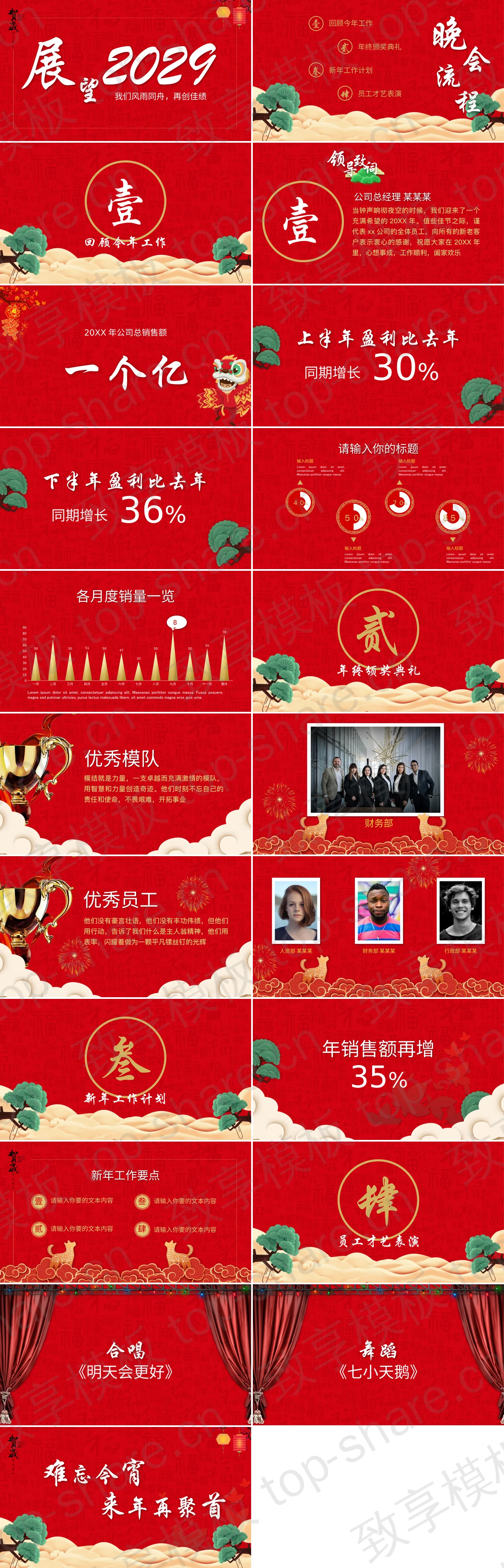 图片[2]-红色古典“恭贺新春”公司年终答谢晚会PPT模板 - 致享TOP-SHARE-致享TOP-SHARE