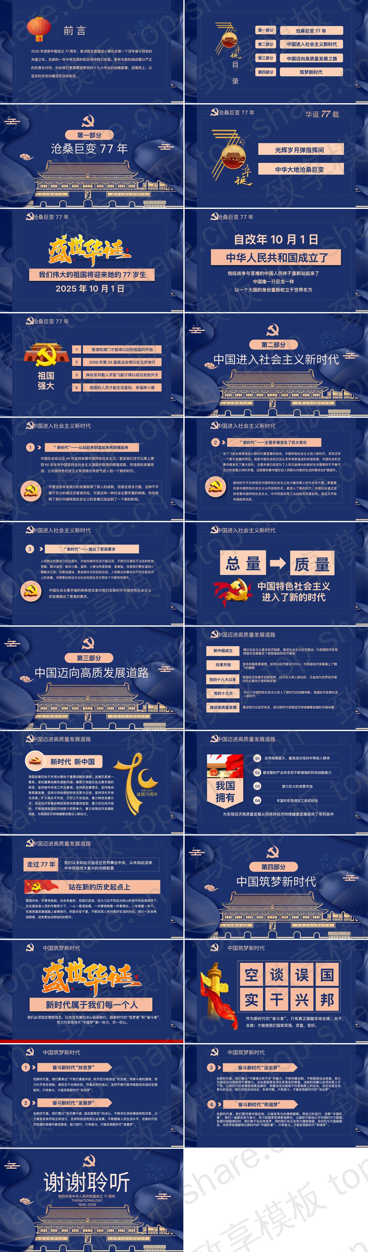 图片[2]-蓝色天安门背景的“华诞77载”国庆节主题节日介绍PPT模板 - 致享TOP-SHARE-致享TOP-SHARE