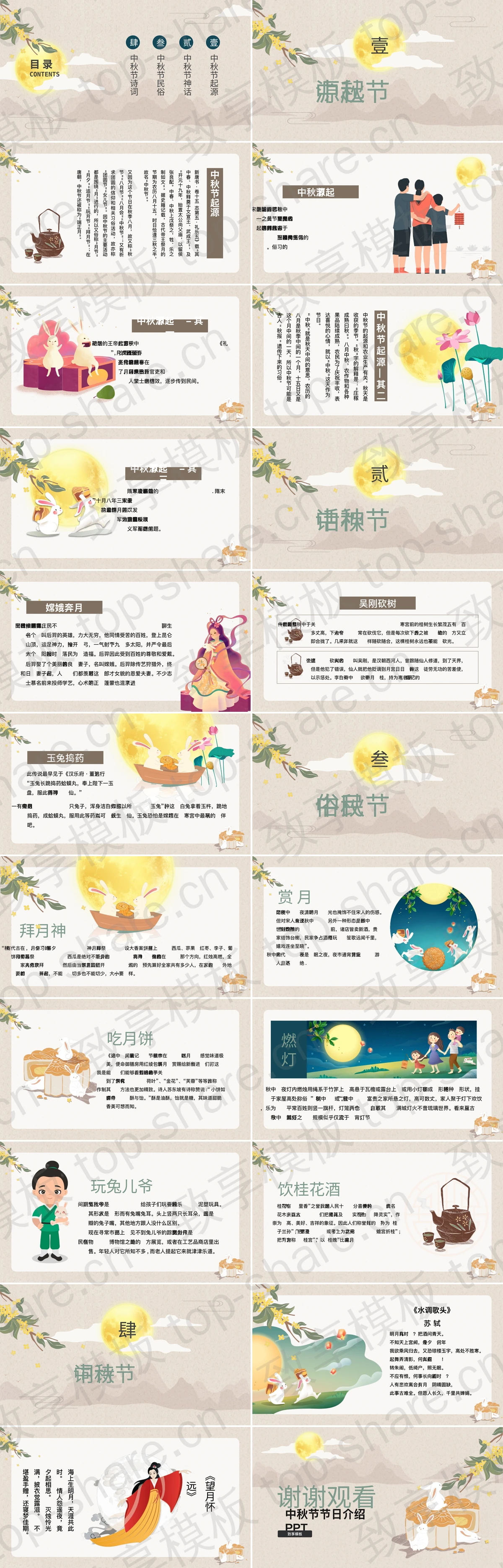 图片[2]-精美插画风“浓情中秋”中秋节节日介绍PPT模板 - 致享TOP-SHARE-致享TOP-SHARE
