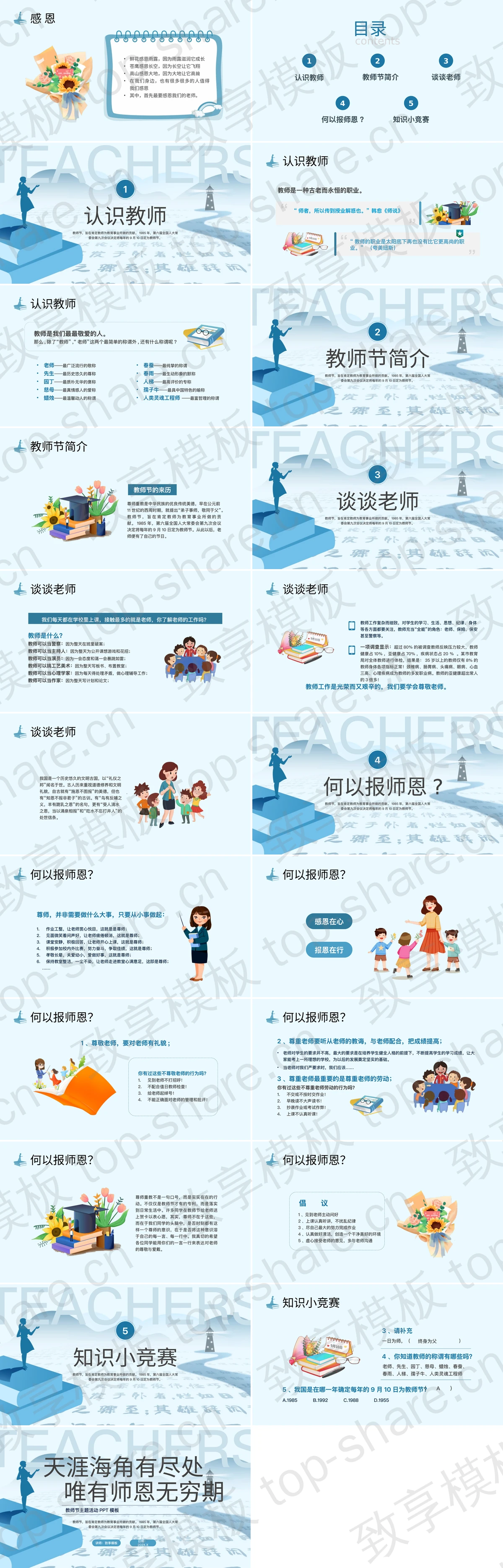 图片[2]-蓝色“天涯海角有尽处唯有师恩无穷期”教师节主题活动PPT模板 - 致享TOP-SHARE-致享TOP-SHARE