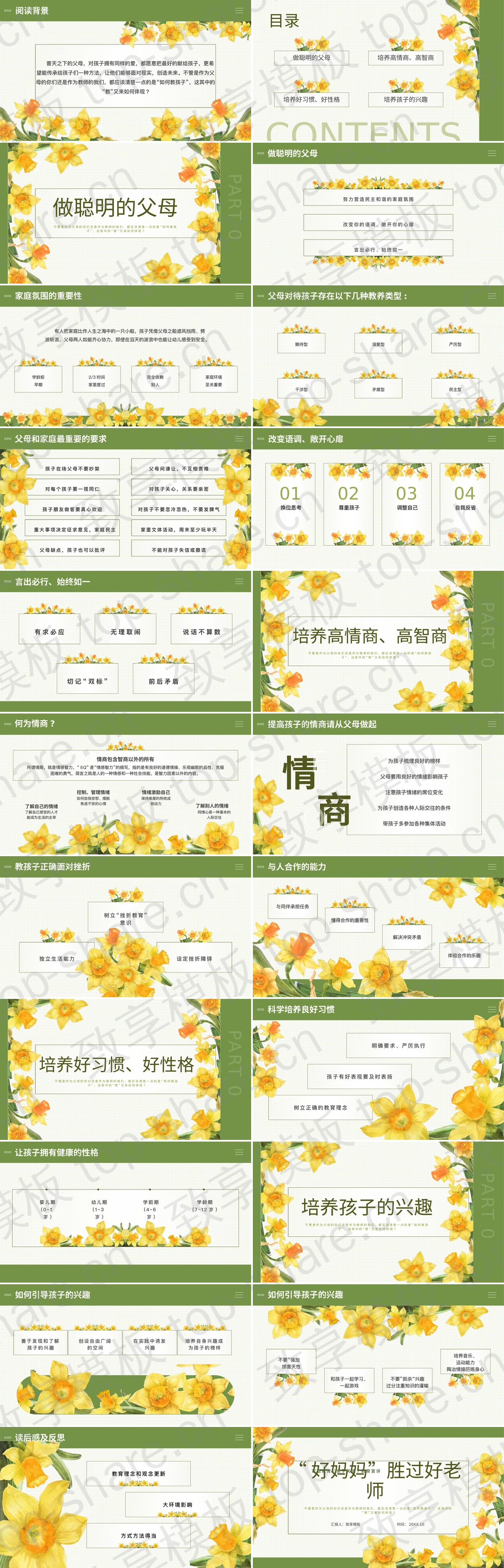 图片[2]-绿色清新插画风“好妈妈胜过好老师”家庭教育亲子关系教育宣讲PPT模板 - 致享TOP-SHARE-致享TOP-SHARE