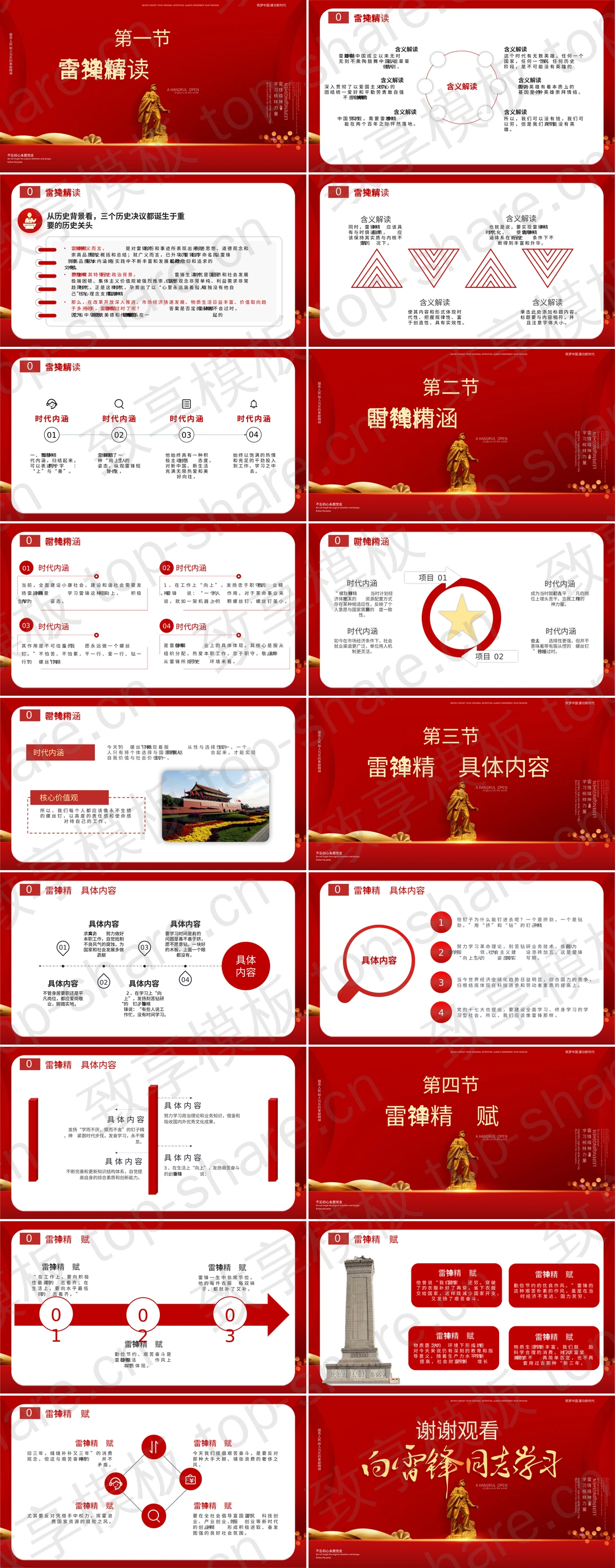 图片[2]-红色大气“向雷峰同志学习”学习雷锋精神主题教育PPT模板 - 致享TOP-SHARE-致享TOP-SHARE