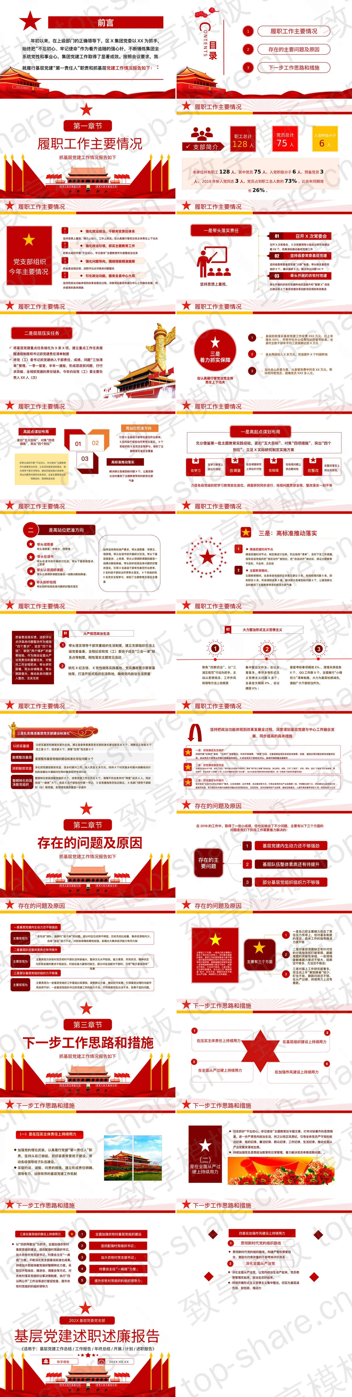 图片[2]-红色天安门背景的基层党建述职述廉报告PPT模板 - 致享TOP-SHARE-致享TOP-SHARE