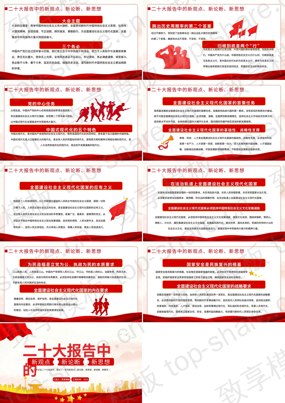 图片[2]-红色城市剪影背景的二十大报告中的新观点新论断新思想PPT模板 - 致享TOP-SHARE-致享TOP-SHARE
