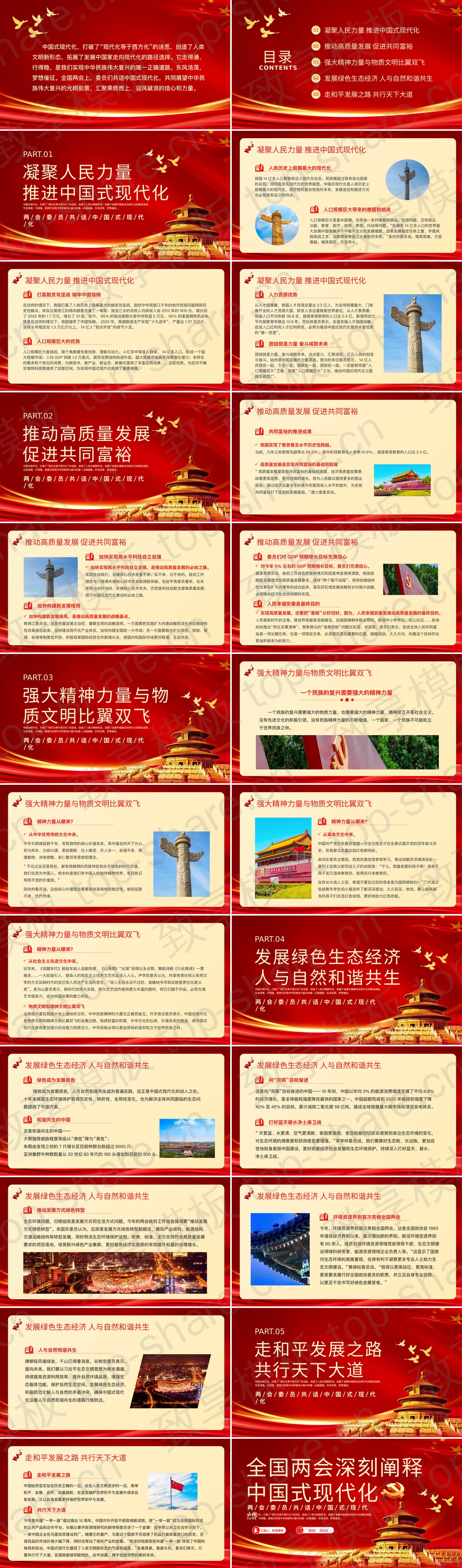 图片[2]-红色“全国两会深刻阐释中国式现代化”两会会议解读PPT模板 - 致享TOP-SHARE-致享TOP-SHARE