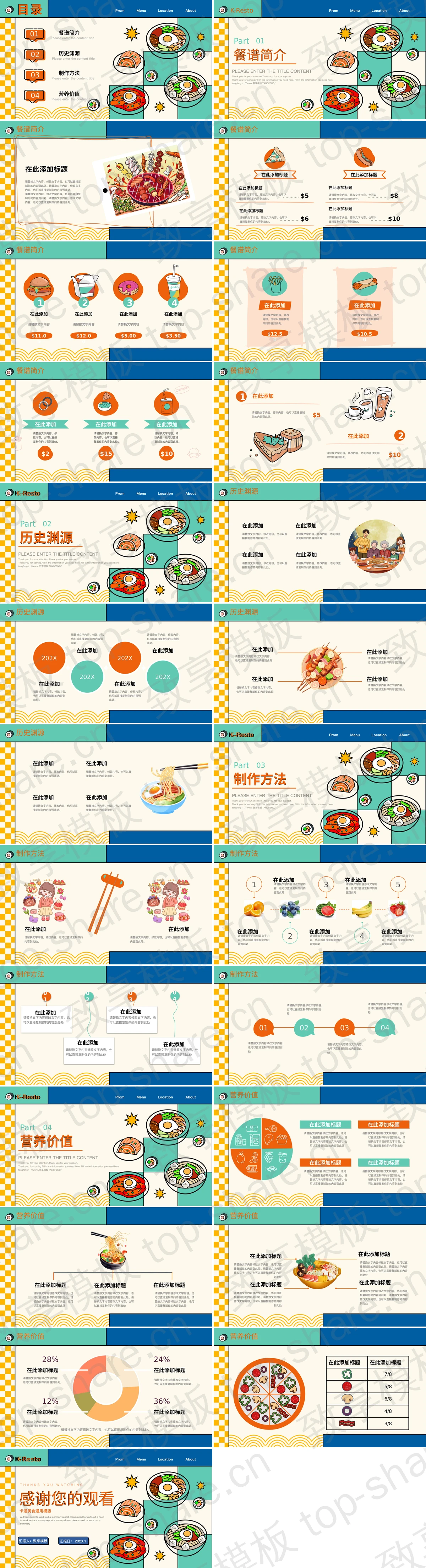 图片[2]-彩色卡通风格的美食餐饮行业通用PPT模板 - 致享TOP-SHARE-致享TOP-SHARE