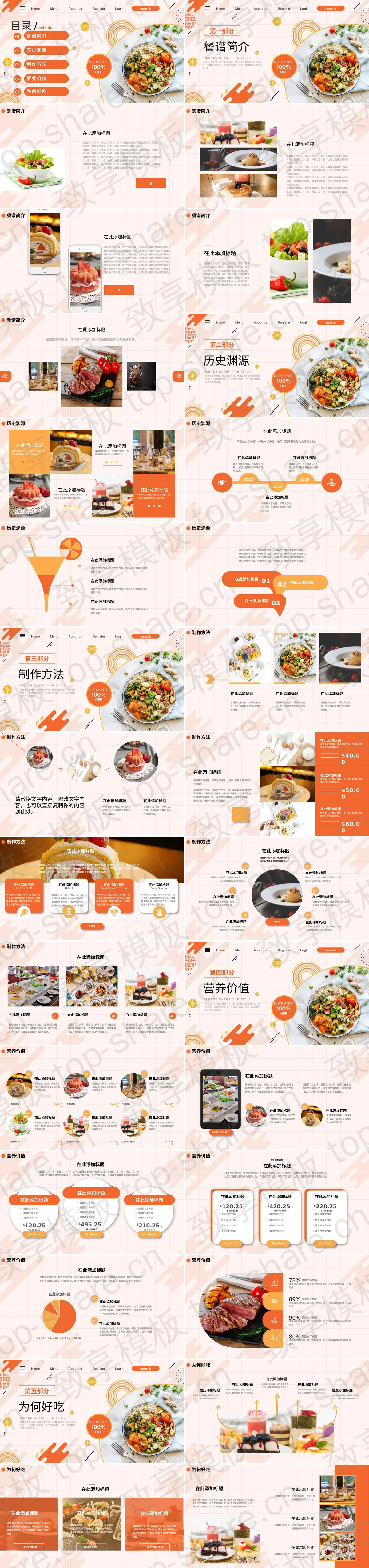 图片[2]-橙色蔬菜沙拉背景的“舌尖上的美食乐园”通用美食PPT模板 - 致享TOP-SHARE-致享TOP-SHARE