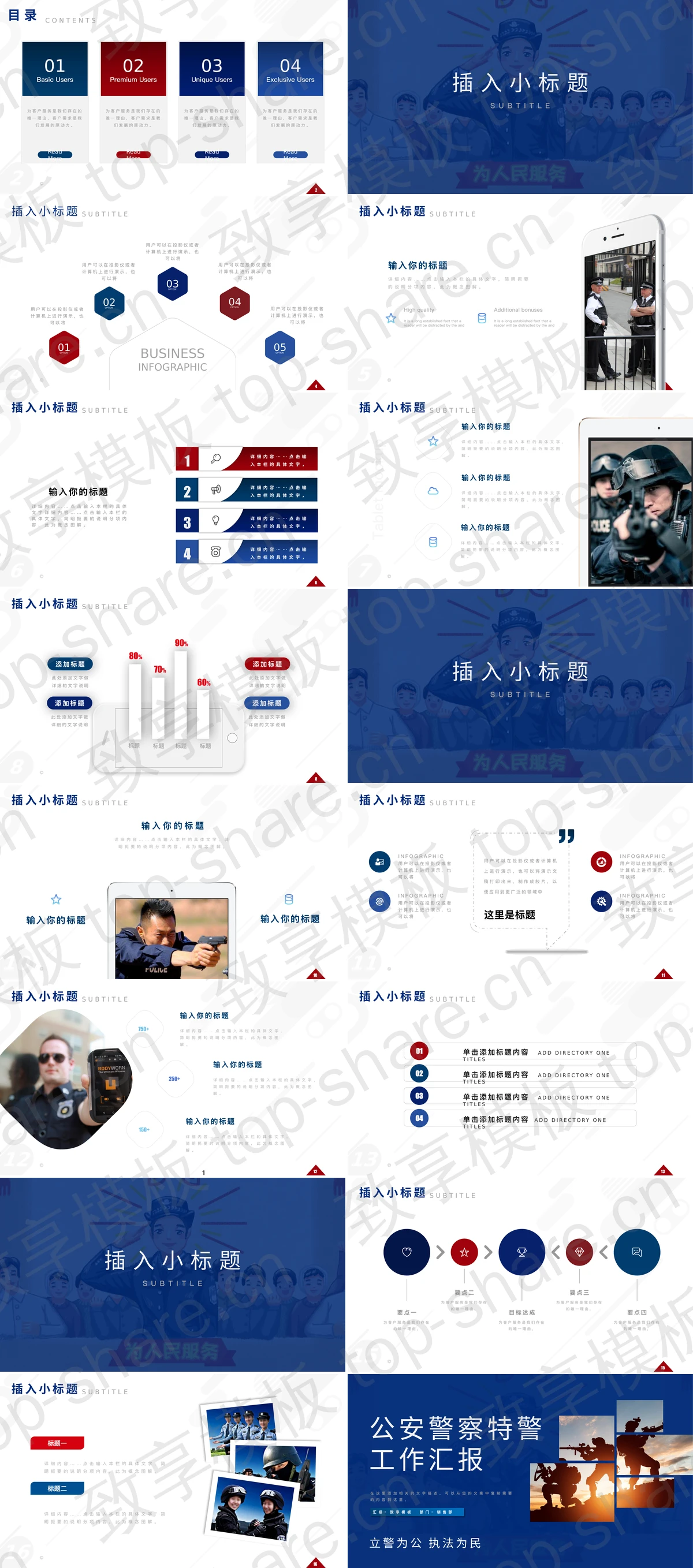 图片[2]-蓝色公安警察特警工作汇报PPT模板 - 致享TOP-SHARE-致享TOP-SHARE