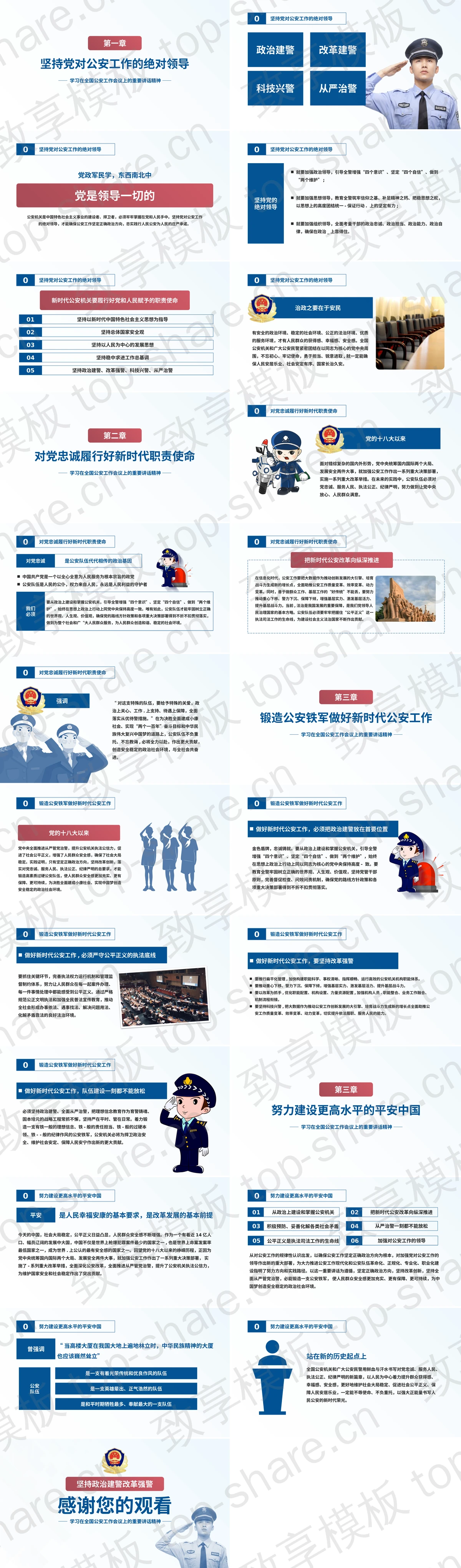 图片[2]-蓝色警察国徽背景的“科技兴警从严治警”PPT模板 - 致享TOP-SHARE-致享TOP-SHARE