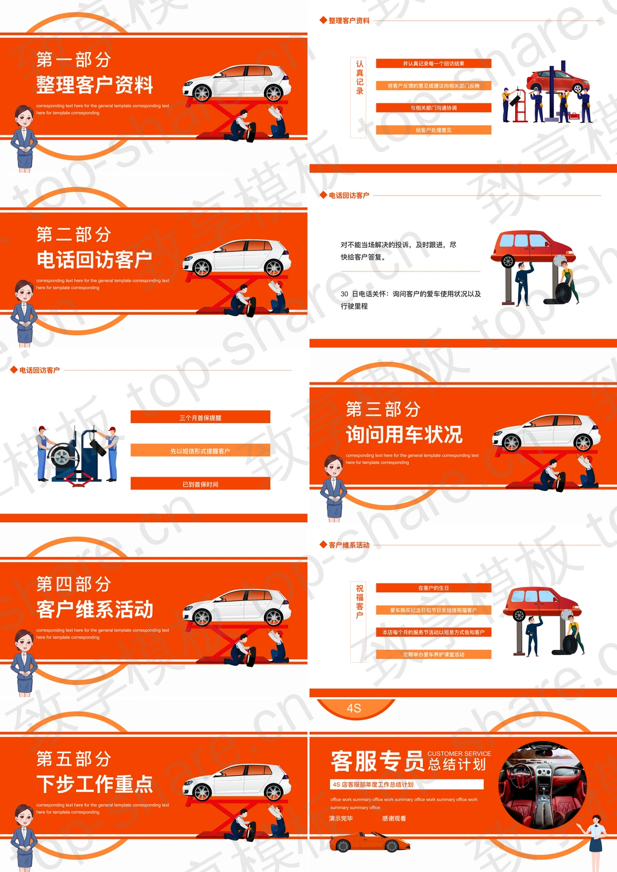图片[2]-红色汽车4S店客服部年度工作总结计划PPT模板 - 致享TOP-SHARE-致享TOP-SHARE