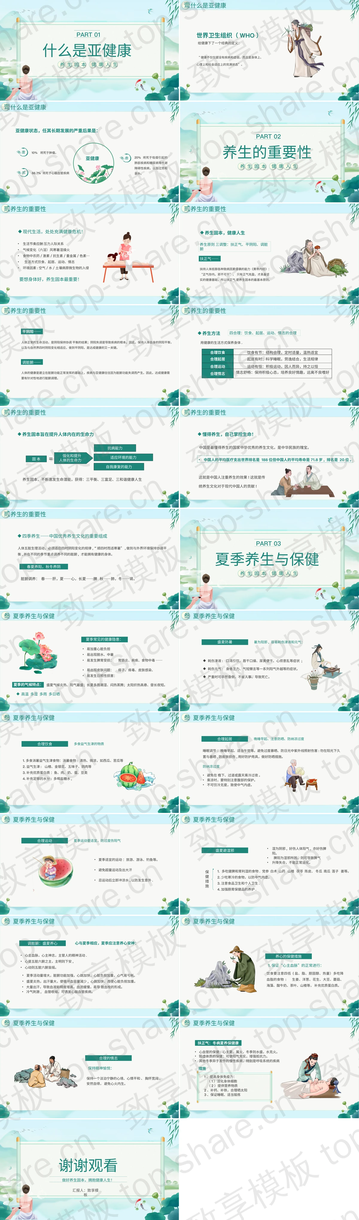图片[2]-绿色清新中国传统夏季养生PPT模板下载 - 致享TOP-SHARE-致享TOP-SHARE