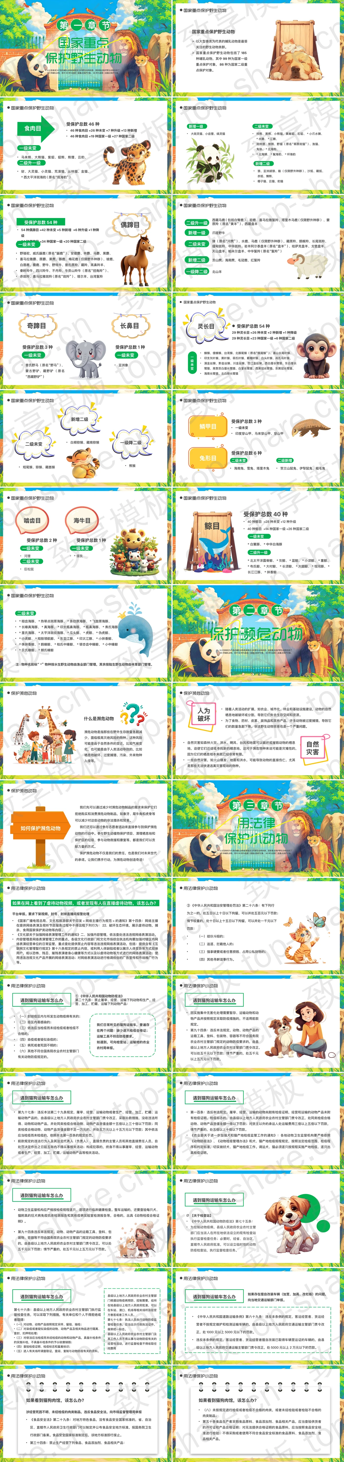 图片[2]-绿色精美插画风保护动物环保主题教育PPT模板下载 - 致享TOP-SHARE-致享TOP-SHARE