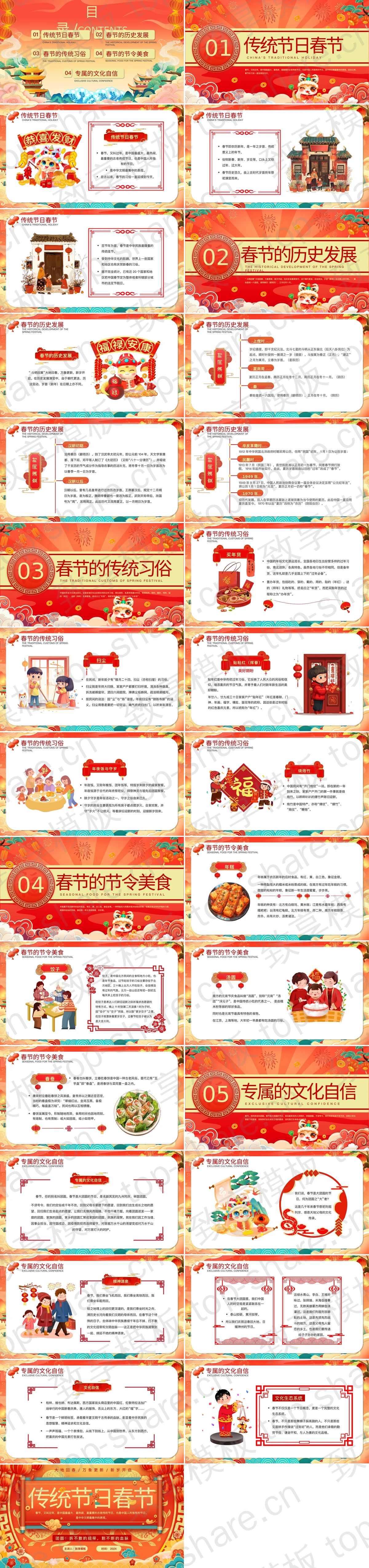 图片[2]-红色喜庆传统节日春节介绍PPT模板 - 致享TOP-SHARE-致享TOP-SHARE