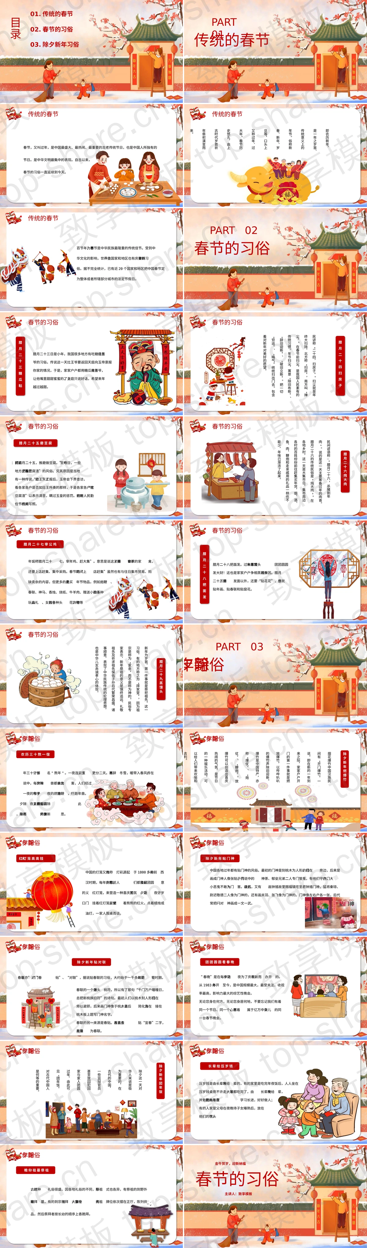 图片[2]-温馨卡通风格春节的习俗PPT模板 - 致享TOP-SHARE-致享TOP-SHARE
