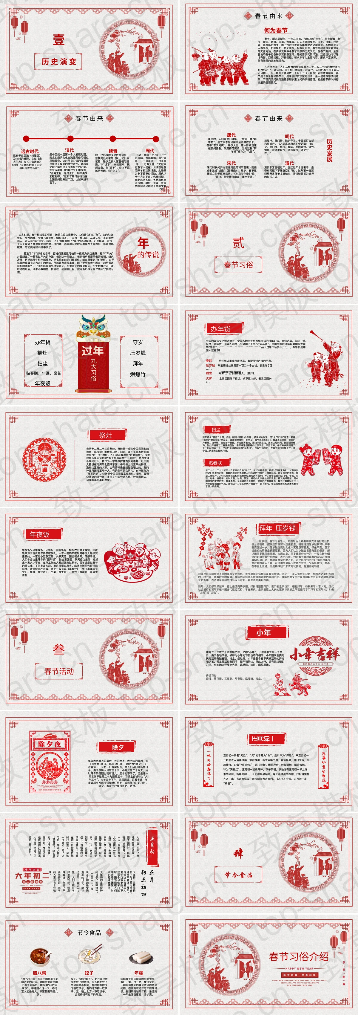 图片[2]-红色剪纸风春节习俗介绍PPT模板 - 致享TOP-SHARE-致享TOP-SHARE