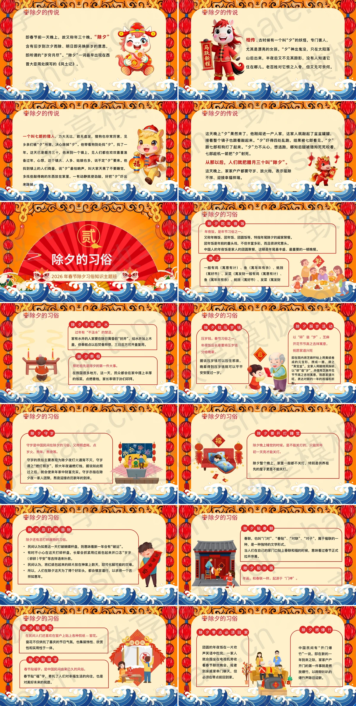 图片[2]-橙色国潮风“除夕快乐”春节除夕习俗知识主题班会PPT模板 - 致享TOP-SHARE-致享TOP-SHARE
