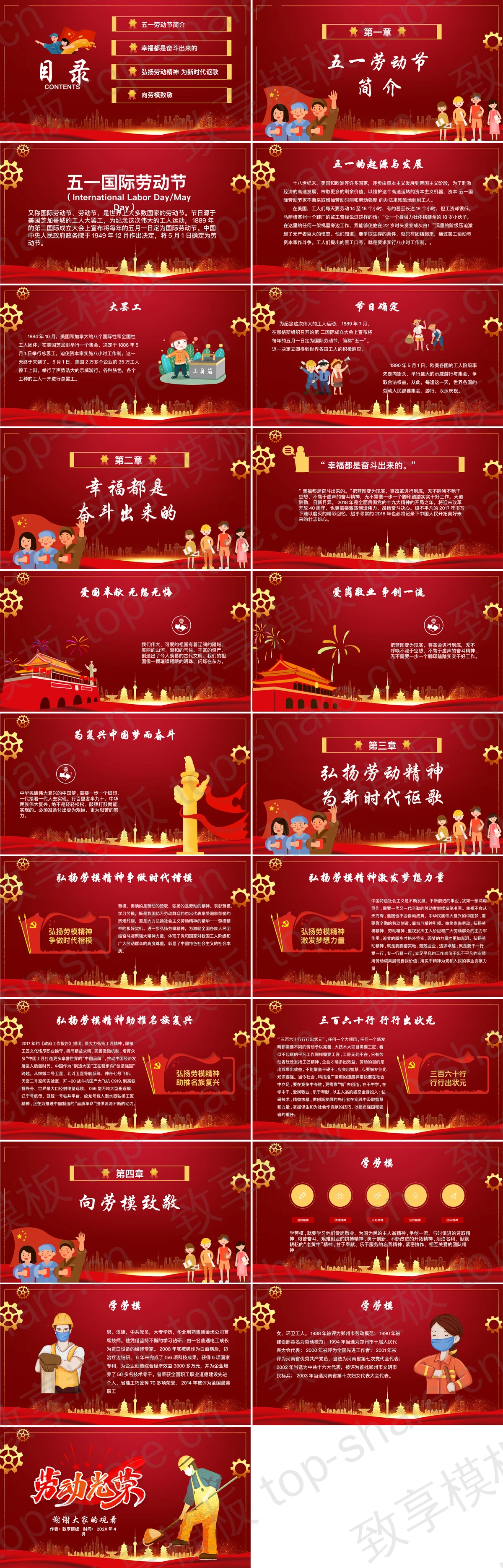 图片[2]-红色鎏金产业工人背景的“劳动光荣”五一劳动节节日介绍PPT模板 - 致享TOP-SHARE-致享TOP-SHARE