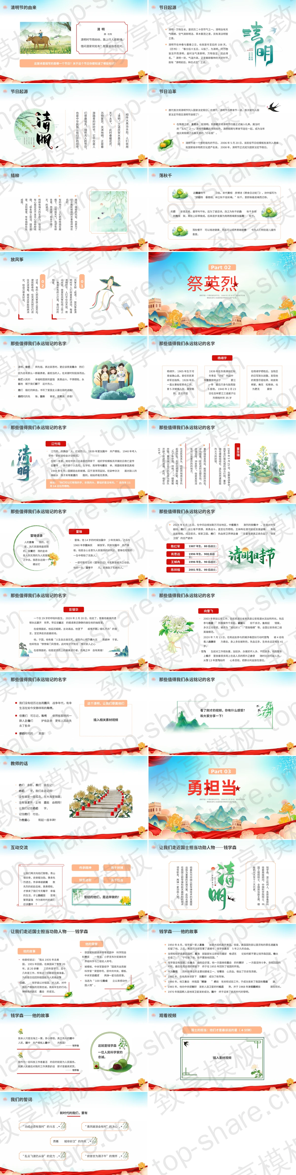 图片[2]-多彩国潮长城群山背景“缅怀英烈不忘担当”清明节节日介绍PPT模板 - 致享TOP-SHARE-致享TOP-SHARE