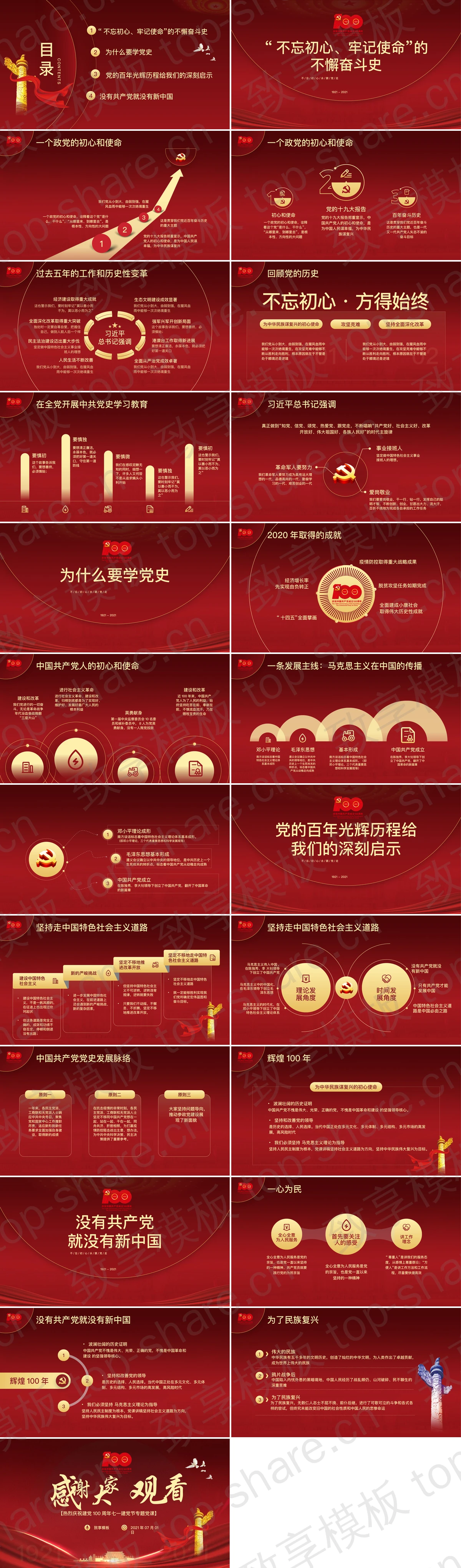 图片[2]-《峥嵘百年光辉历程》热烈庆祝建党100周年七一建党节专题党课PPT模板 - 致享TOP-SHARE-致享TOP-SHARE