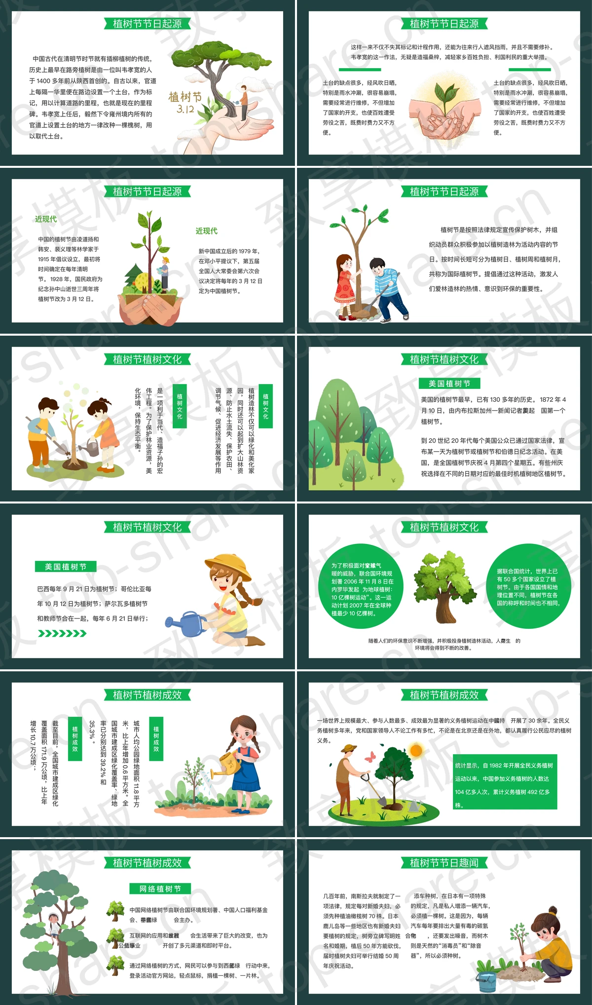 图片[2]-绿色插画风“植树造林关爱环境”植树节节日介绍PPT模板 - 致享TOP-SHARE-致享TOP-SHARE
