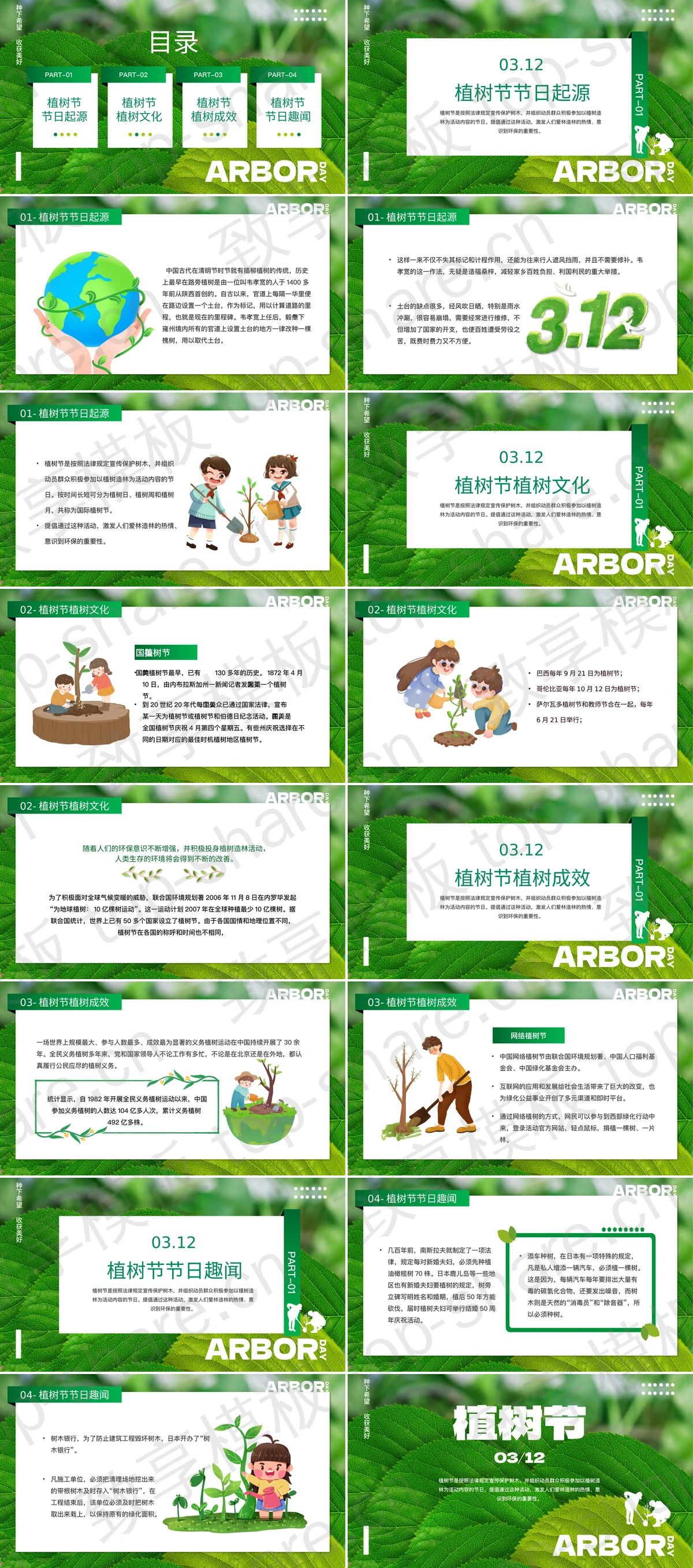 图片[2]-绿色清新树叶背景的植树节节日介绍PPT模板 - 致享TOP-SHARE-致享TOP-SHARE