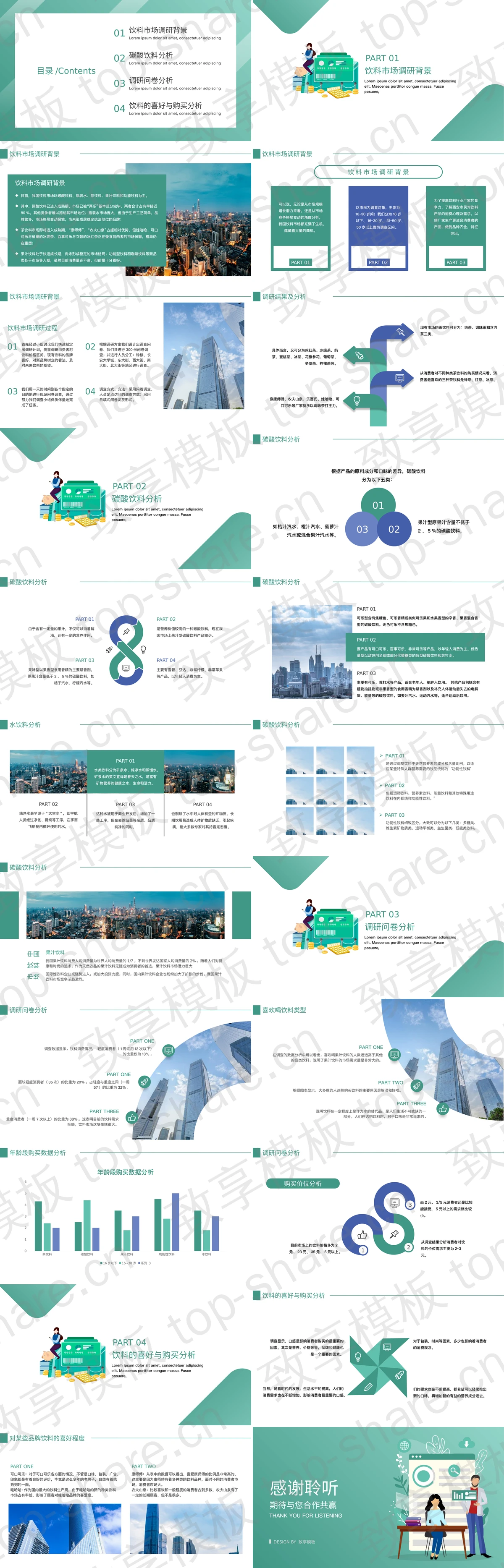 图片[2]-绿色矢量剪切画背景中国饮料市场调研报告PPT模板 - 致享TOP-SHARE-致享TOP-SHARE