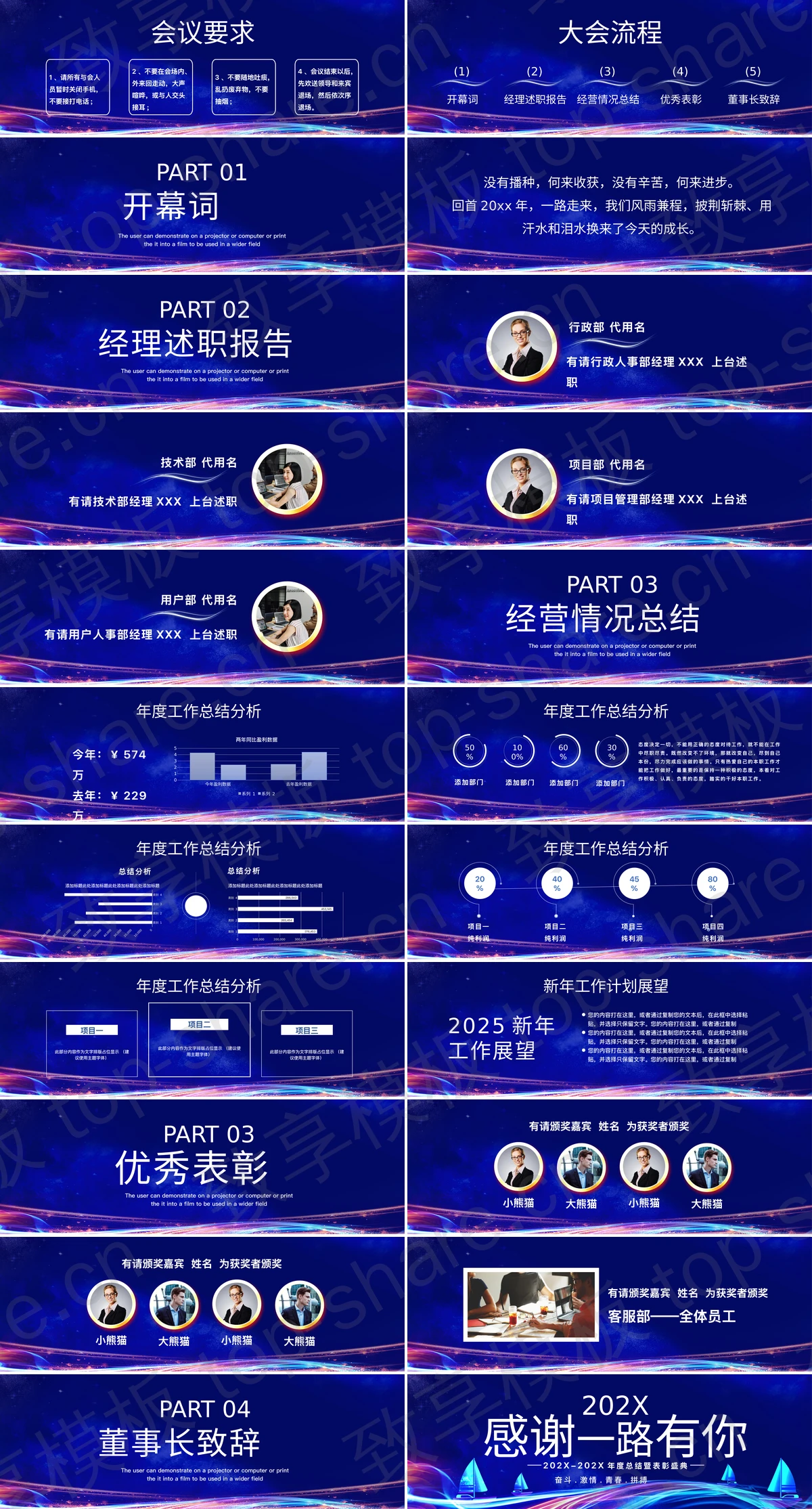 图片[2]-蓝色宽屏帆船背景年会盛典暨颁奖典礼PPT模板 - 致享TOP-SHARE-致享TOP-SHARE