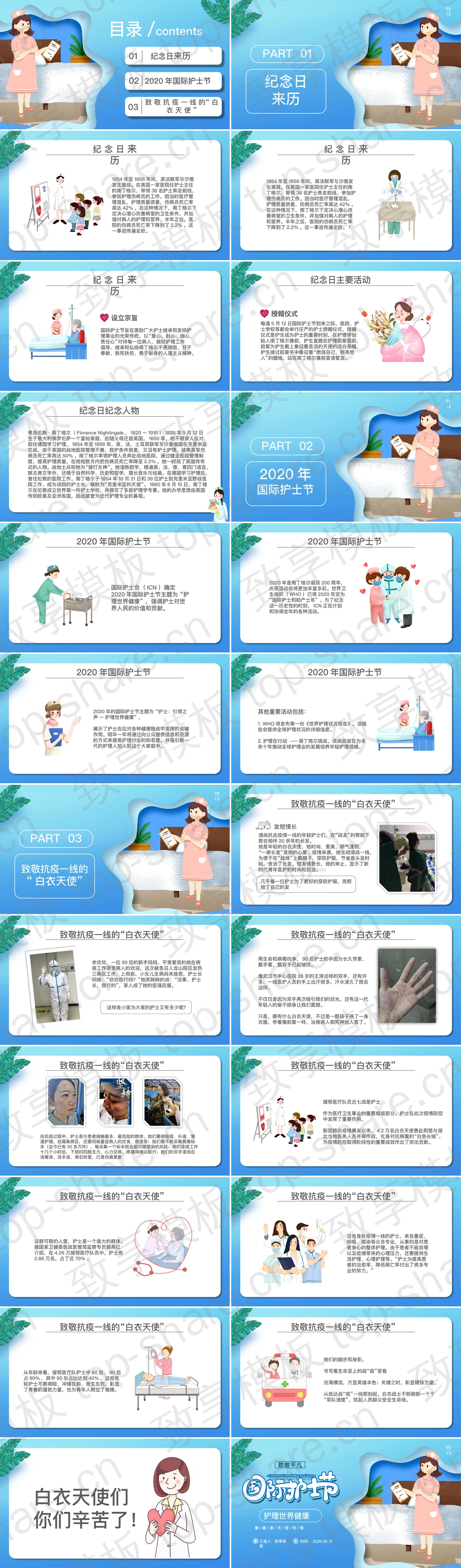 图片[2]-《致敬平凡》蓝色国际护士节PPT模板 - 致享TOP-SHARE-致享TOP-SHARE