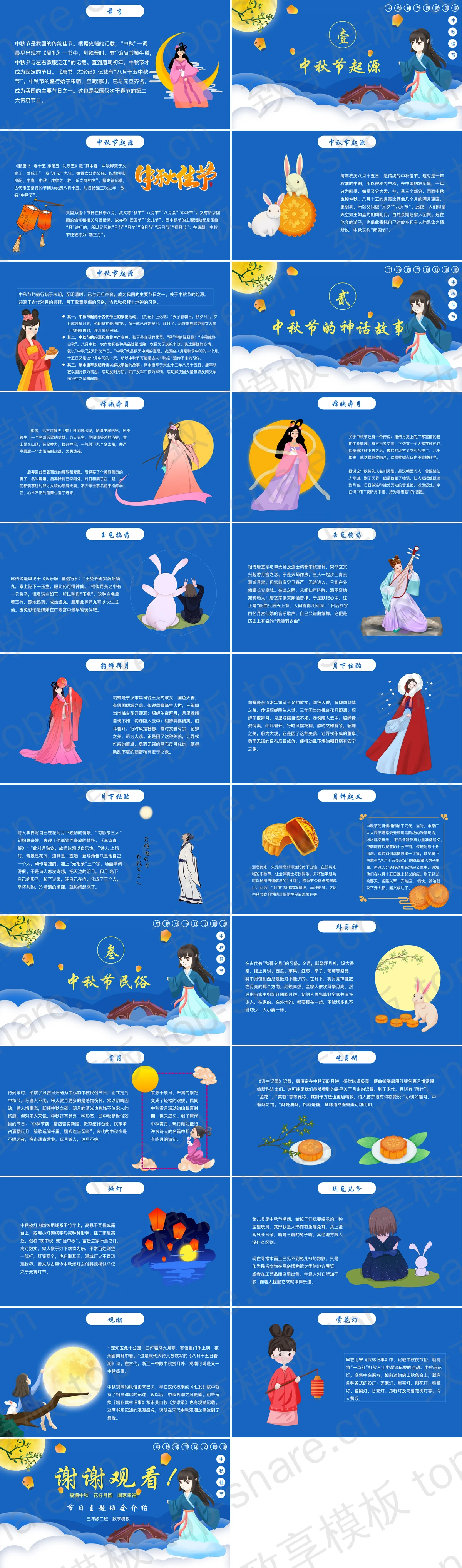 图片[2]-蓝色卡通嫦娥仙女背景的“月满中秋”节日主题班会PPT模板 - 致享TOP-SHARE-致享TOP-SHARE